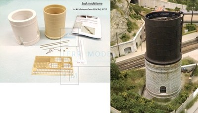 PN 8712 - Montagesatz Rundwasserturm mit Ziegelsockel. Spur H0