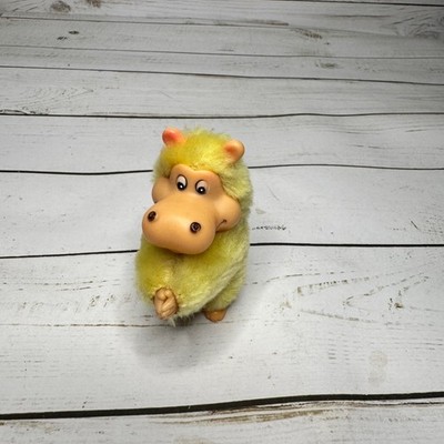 Vintage Fuzzy Hippo Finger Hugger Toy   Plush Finger Puppet Grabber   Cute Kawai