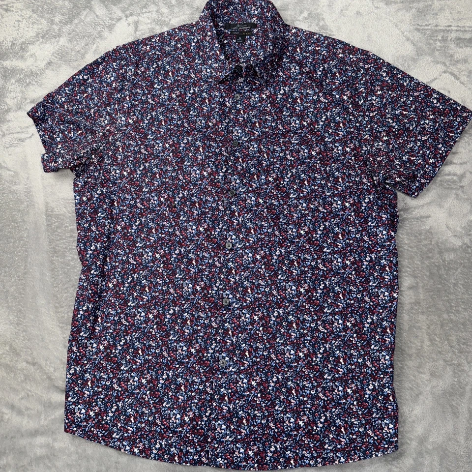 Marc Anthony Mens Luxury Slim Fit Short Sleeve Button Down Shirt Size Xl Floral - Image 2 of 4