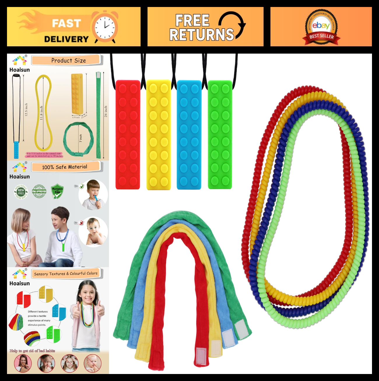 12-12 Pack Sensory Chew Necklaces for Autism ADHD