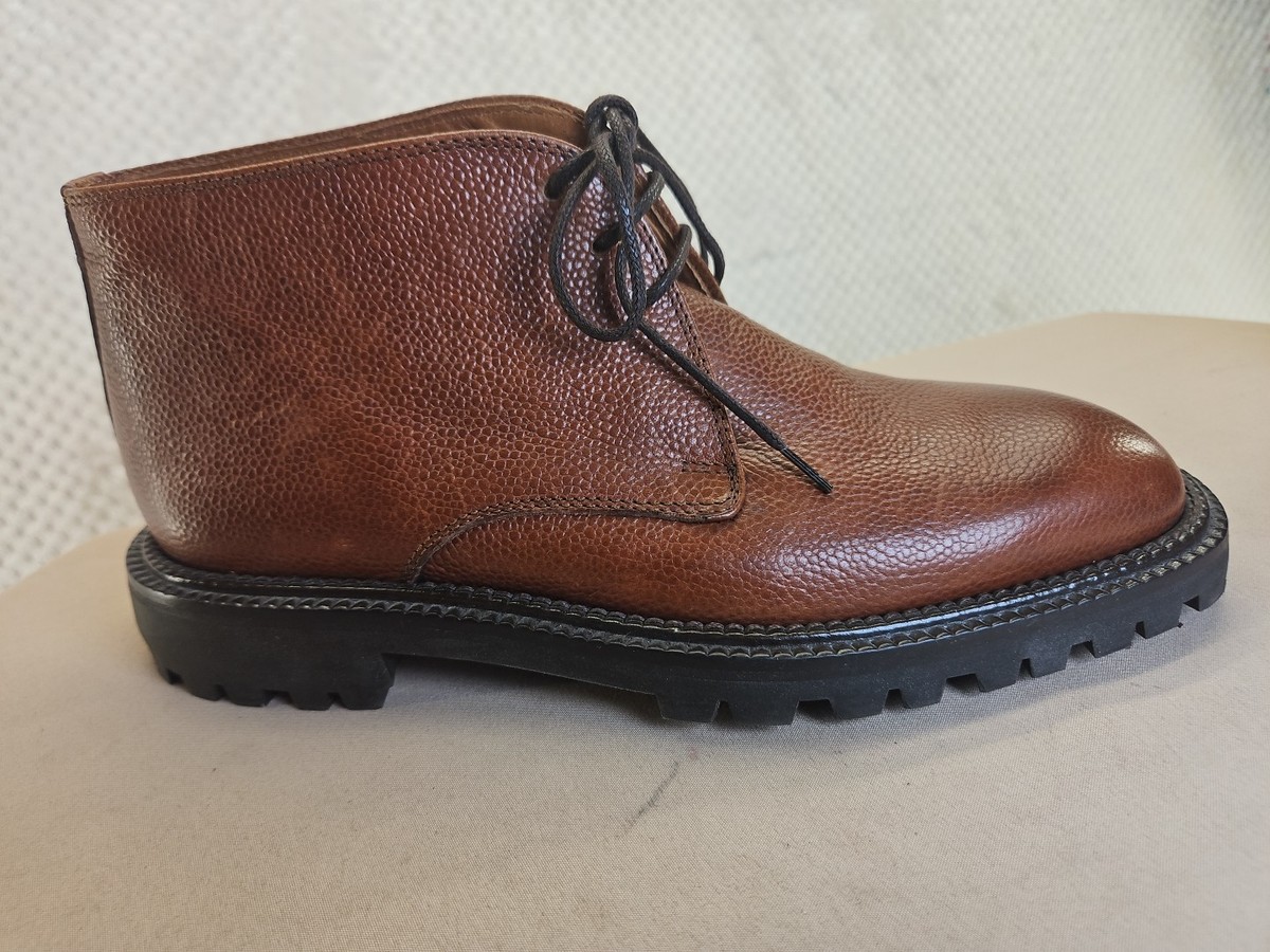 Joseph Abboud Brown Pebbled Leather Men display picture 1