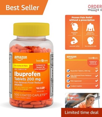 Ibuprofen Tablets 200mg Pain Reliever Fever Reducer 500 Count Adult Child