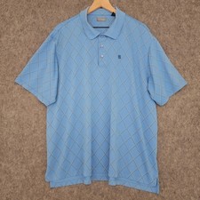 IZOD Golf Polo Shirt Mens 2XL Blue Diamond Argyle Performance Short Sleeve XXL