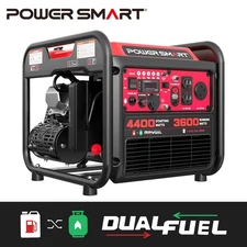 PowerSmart 4400W Dual Fuel Inverter Generator, 223cc, 120VOutput, 5.1hr Runtime