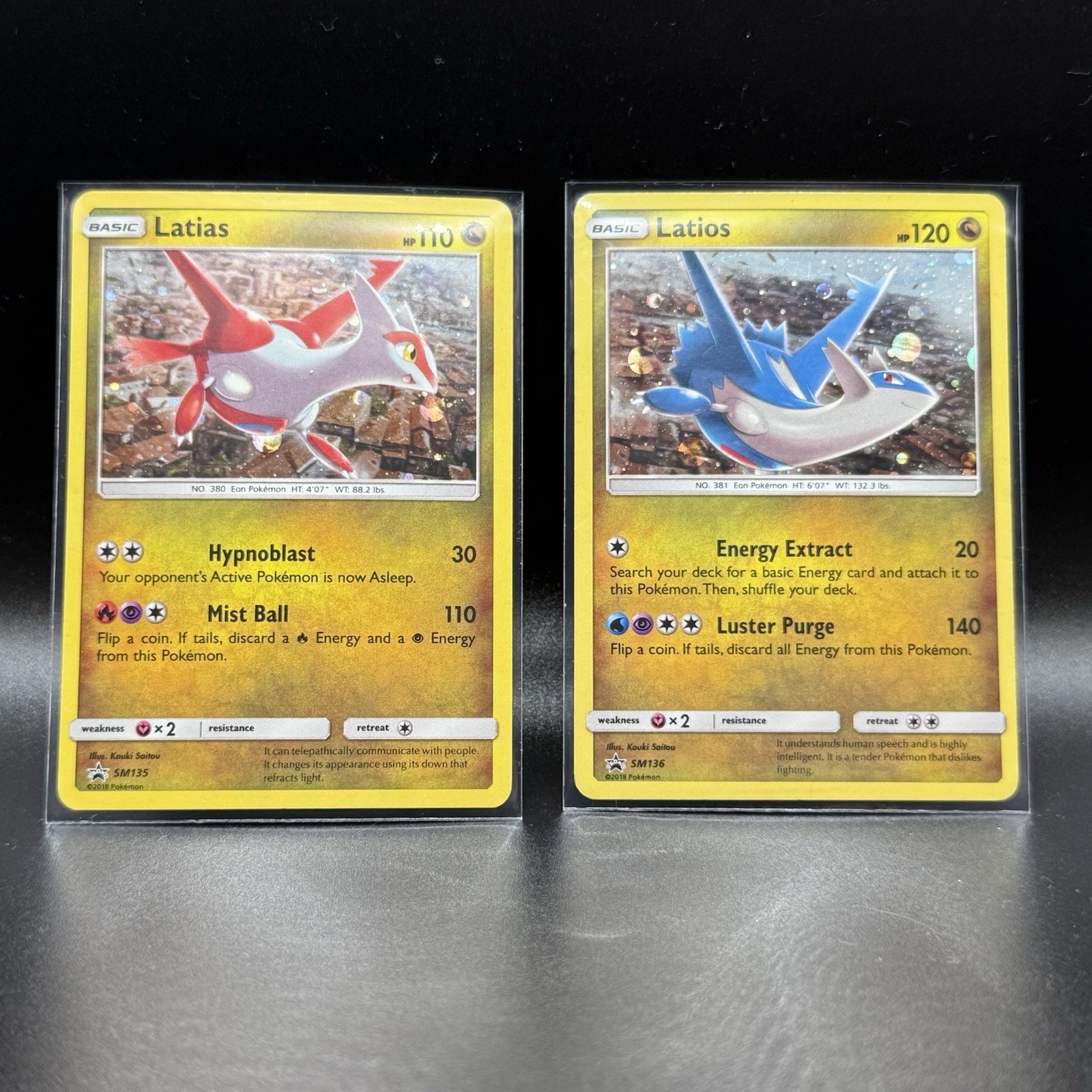 Latias + Latios HOLO Pokemon SM135 SM136 Black Star Promo Set Dragon Majesty- LP