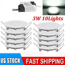 10Pack 3Inch LED Ceiling Lights Ultra-Thin Recessed Retrofits Kit 6000K Daylight