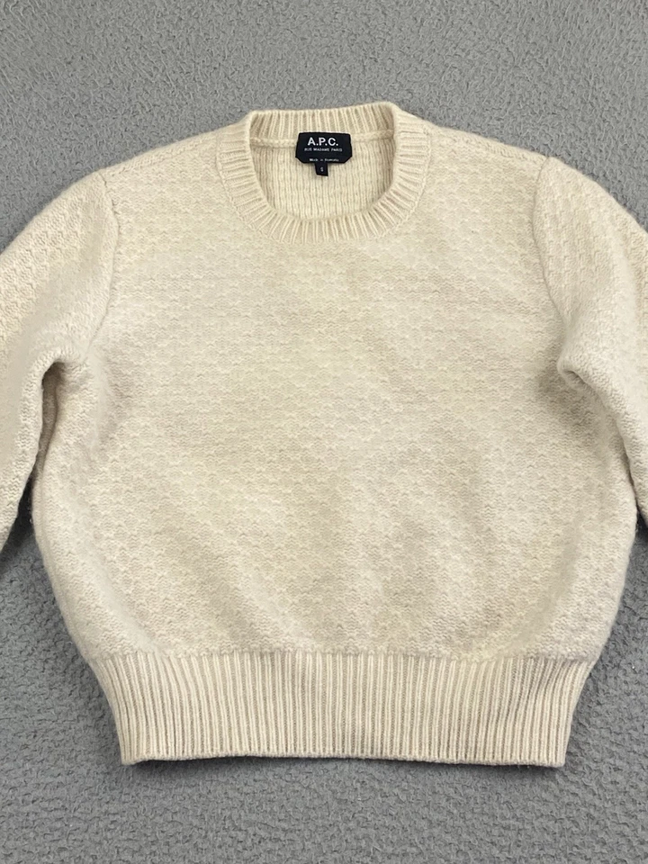 A.P.C. Suéter para mujer semilla musgo tejido lana cachemir S diseñador Lux Crop Foto 3 de 4