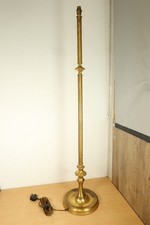 Vintage Brass Standard Floor Lamp Mid Century Round Base Column 130cm