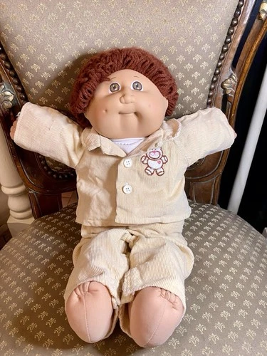 1985 Vtg  Cabbage Patch Kids 16" Boy Doll Brown Hair Eyes Corduroy Teddy Outfit