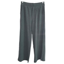Zenana Women Green Wide Leg Lounge Pants Textured Slub Knit Pockets S CP-3455Y