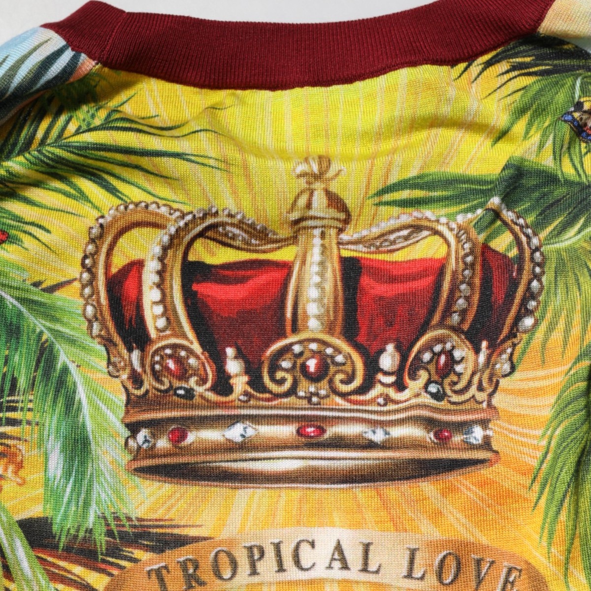 DOLCE & GABBANA Sweater Tropical Heart Crown Silk Pullover