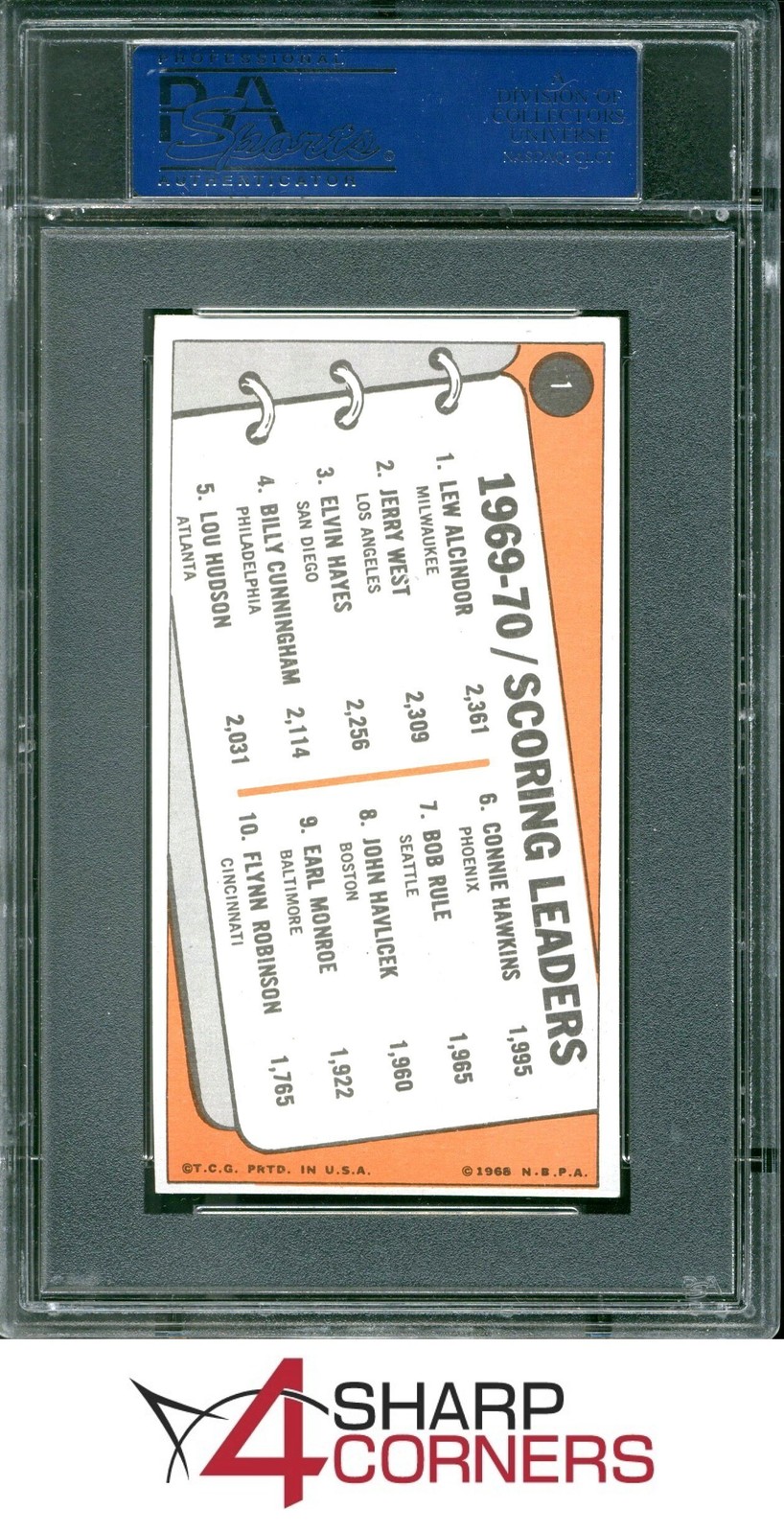 1970 TOPPS #1 KAREEM ABDUL-JABBAR-JERRY WEST-ELVIN HAYES PSA 8 SET BREAK view 2