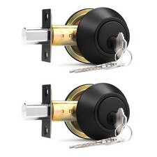 Probrico Double Cylinder Deadbolts Flat Black with Different Keys, Keyway