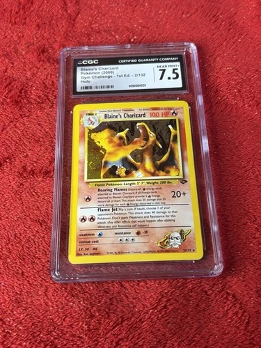 2000 Pokemon Gym Challenge Holo Blaine's Charizard 2/132 CGC 7.5 NM+ Slab Error