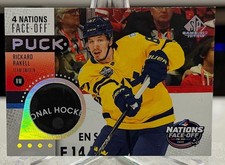 2025-26 Upper Deck SP Game Used Rickard Rakell 4 NATIONS FACE-OFF PUCK RELIC