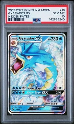 2019 POKEMON SUN & MOON HIDDEN FATES #16 GYARADOS GX PSA 10