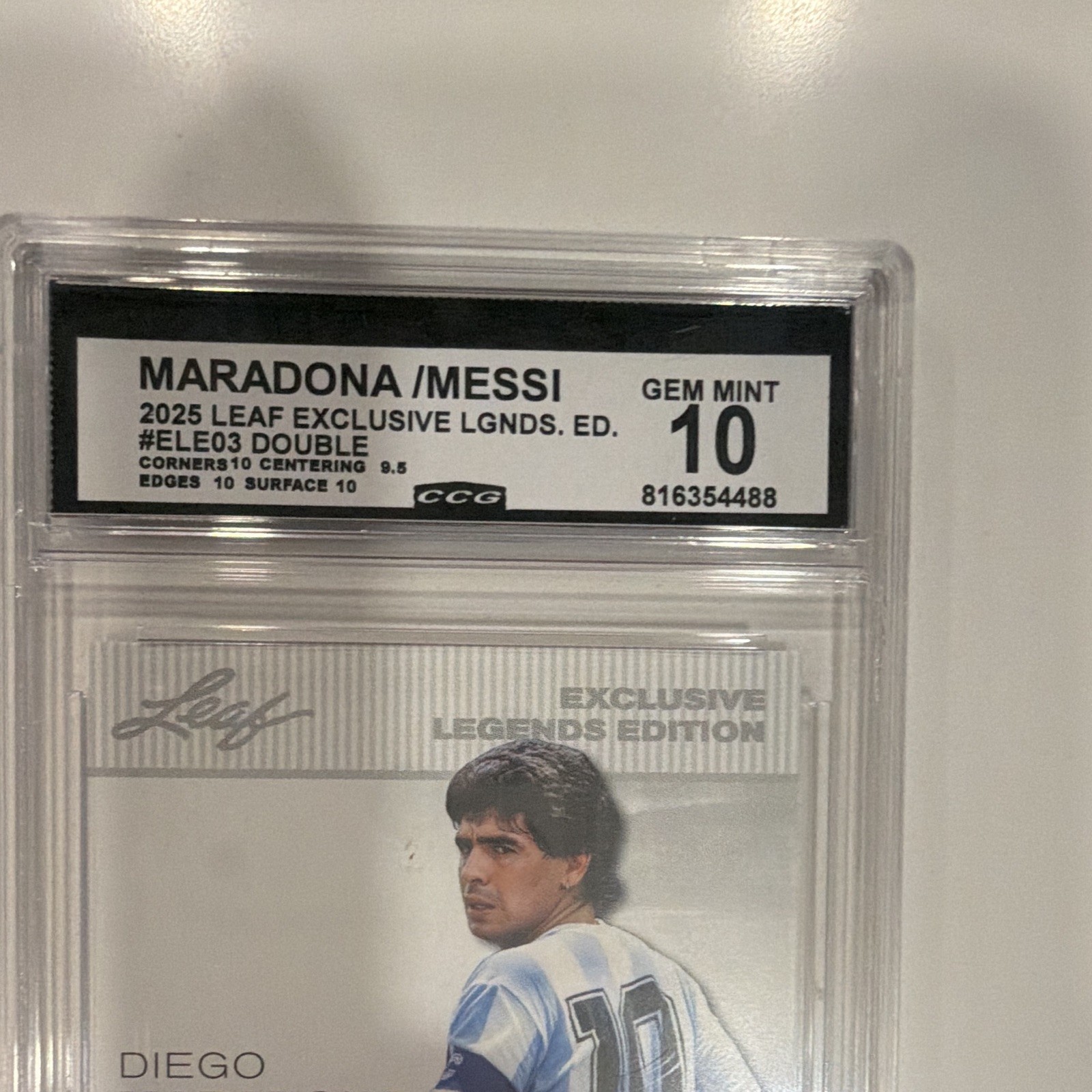 Leaf 2025 Exclusive Legends Edition Double #ELE-03 Maradona/Messi CGC 10 view 3