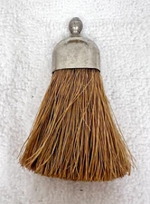 1920s Tiny Vanity Whisk Broom with Silver Plated Handle Hat Brush 3 3/4 Inch