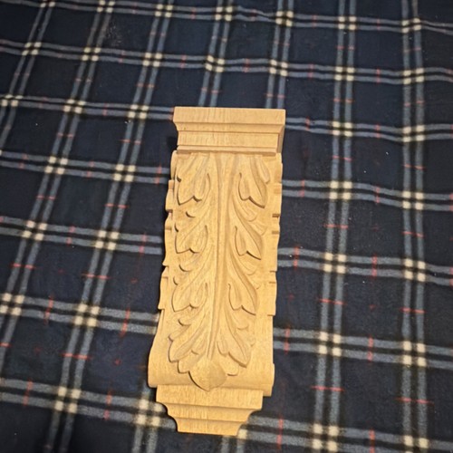 Wood Corbel Bracket Traditional Leaf Carved Unfinished 14 x 5 x 2.25
