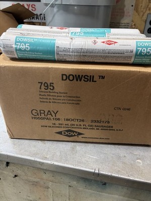 1 Case Of 20oz Dow Corning 795 Silicone Building Sealant  GRAY. 16 Sausages.
