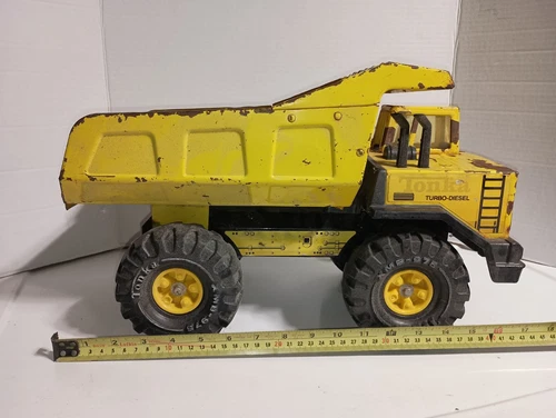 Tonka Vintage XMB-975  Metal Dump Truck Yellow Turbo Diesel*SEE ALL PICS*