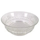 Vintage Anchor Hocking 10” Clear Glass Rainflower Pedestal Serving Bowl USA