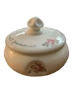 VTG Milk Glass Round Trinket Box Hand Painted Florals w/ Lid Westmorland