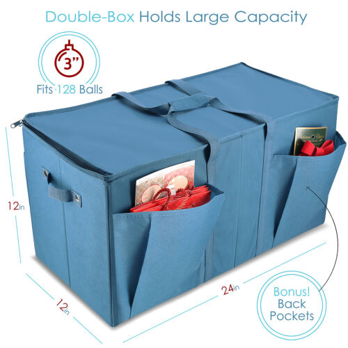 Christmas Ornament Storage Box Container Fits up to 128 with Adjustable Dividers - Picture 15 of 27