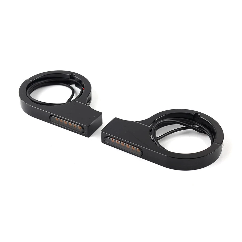 Schwarzes Motorrad Gabel Blinker Gelb für Harley Touring Dyna - Image 3 of 4