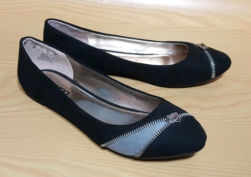 Bongo Black Ballet Flats Faux Suede Leather Womens Shoes 9 M - Picture 4 of 12