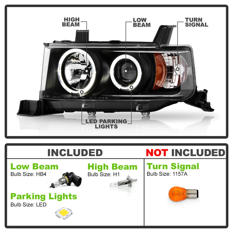 Faros proyectores halo LED negros 2004 2005 2006 Scion Xb faros izquierda+derecha Foto 4 de 4