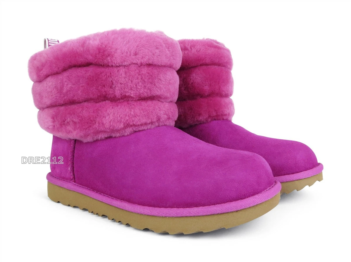 Pink ugg fluff best sale boots
