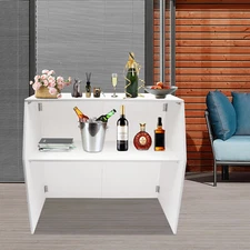 White Portable Event Bar Portable Bar Cabinet Foldable Bar 47.75*19.5*42.75 in