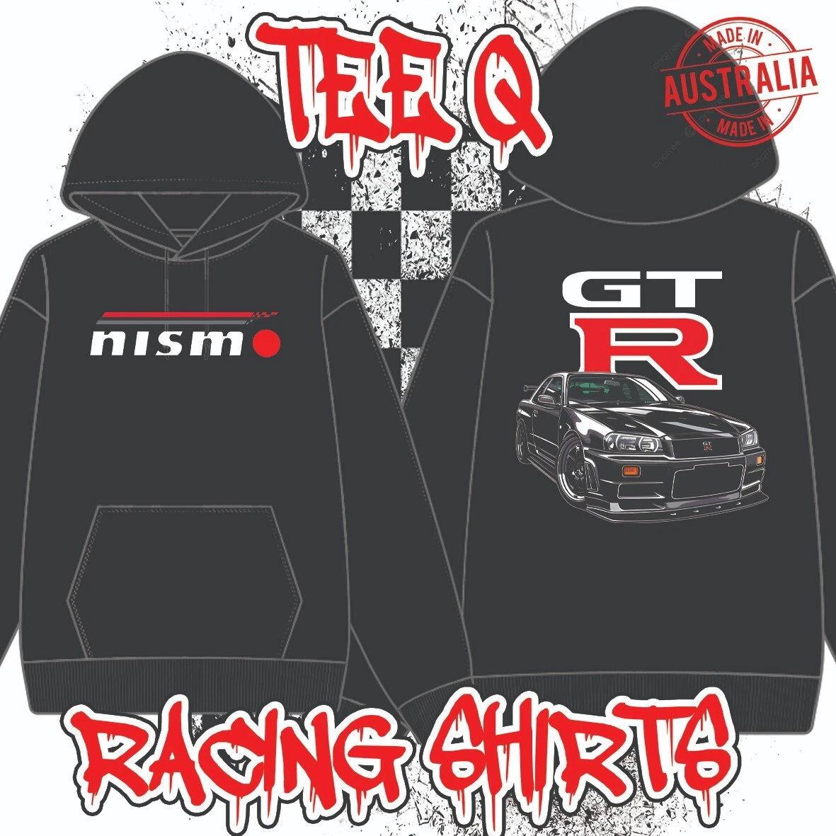 Nissan R34 Skyline GTR RB26 Turbo ~ Black Gildan Pullover Hoodie