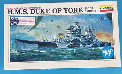 Lindberg HMS DUKE OF YORK British Battleship Model Kit NEW Sealed 1986