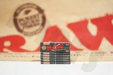 6 PACKS OF AUTHENTIC RAW BLACK DOUBLE PRESSED ROLLING PAPER 1 1/4 NATURAL