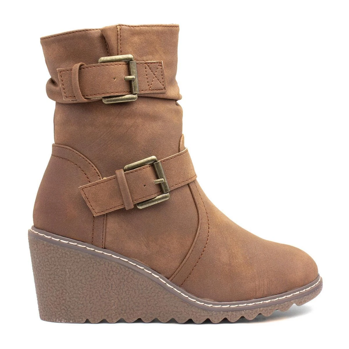 Lotus Womens Boots Brown Adults Ladies Wedge Zip Buckle Soft