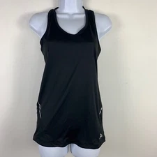 Adidas Womens Active Tank Top sz S Black Racerback Zipper Pocket Breathable 