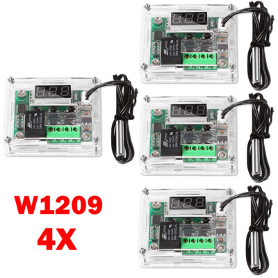 4x W1209 DC12V Digital Thermostat Temperature Control Switch Sensor With Case US