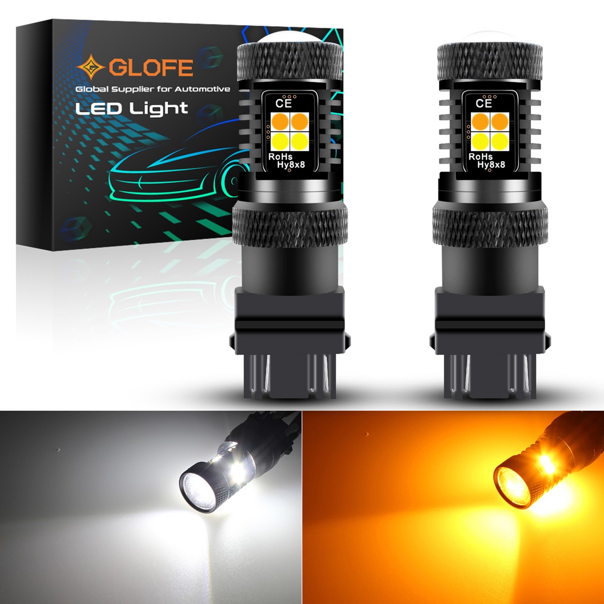 CANBUS Anti Hyper Flash 3157 7443 1157 Dual Color Switchback LED 25W