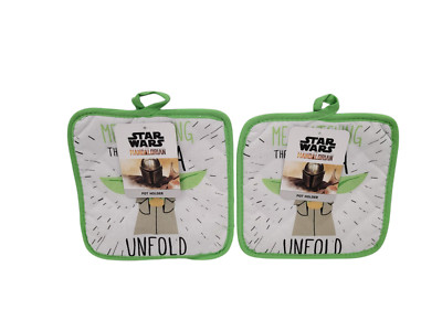 Disney Star Wars Mandalorian 2-pk Kitchen Pot Holders ''Watch Drama Unfold'' NWT