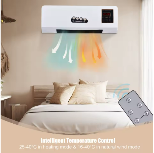 2-in-1 Wall Mounted Air Conditioner Heater Fan with Remote & Timer ...