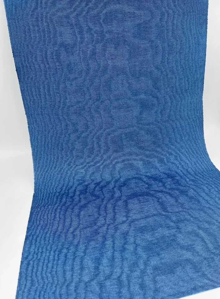 Blue Silk Moire Fabric By The Meter, Watermark Patterned, Multicolor Options. - Image 2 of 4