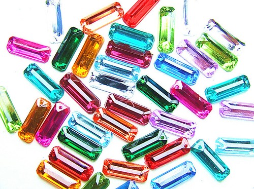 Acrylic Rhinestone Gems 4x15 mm Oblong Cube Flat Back Sew On All Colours Joblot - Picture 44 of 44