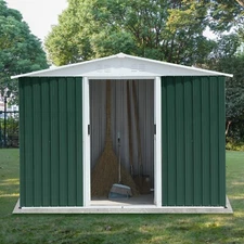 8x6 FT Outdoor Storage Shed Heavy Duty Metal Garden Tool Shed w/Lockable Doors