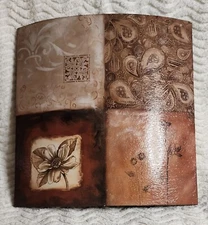 Unique ART Floral Wall Hanging Domed Wood Resin Glazed Front DECOR 12x12 EuC