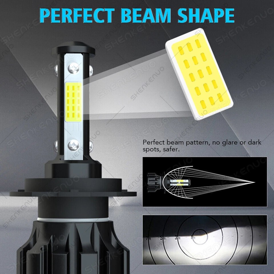 For Benz ML55 AMG 2002-2003 ML320 H7+H7 LED Headlight Kit Hi/Lo beam 6000K Bulbs - Image 2 of 4