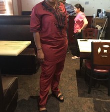 Preowned women  s 2pcs top and pant set wine/black