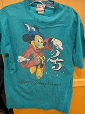 Vintage 90s Mickey Mouse 25 Year Anniversary Disney World Blue Shirt Size Medium
