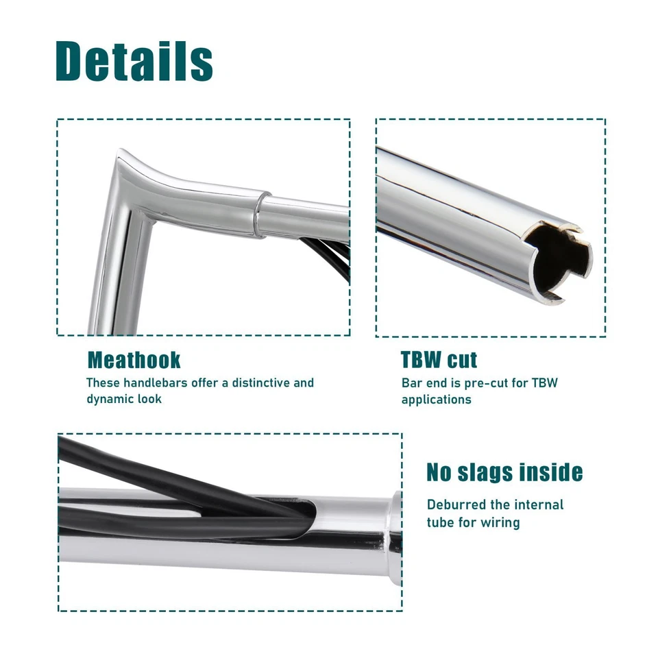 Manillar precableado de 14" para Harley Road King Sportster Dyna Softail 1996-2006 Foto 4 de 4